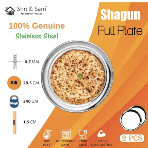 Shri & Sam Stainless Steel High Grade Shagun Dinner Plates